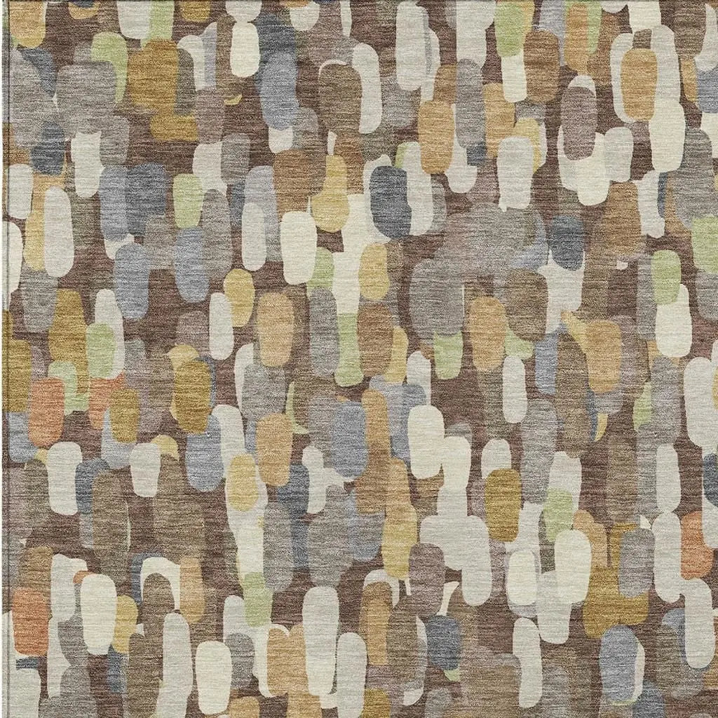 8' X 10' Chocolate And Beige Abstract Washable Indoor Outdoor Area Rug Homeroots Outdoor