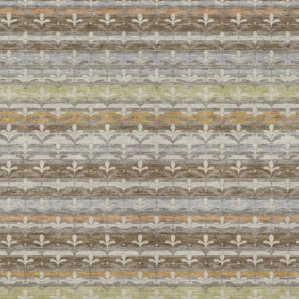 8' X 10' Chocolate And Beige Damask Washable Indoor Outdoor Area Rug Homeroots Outdoor