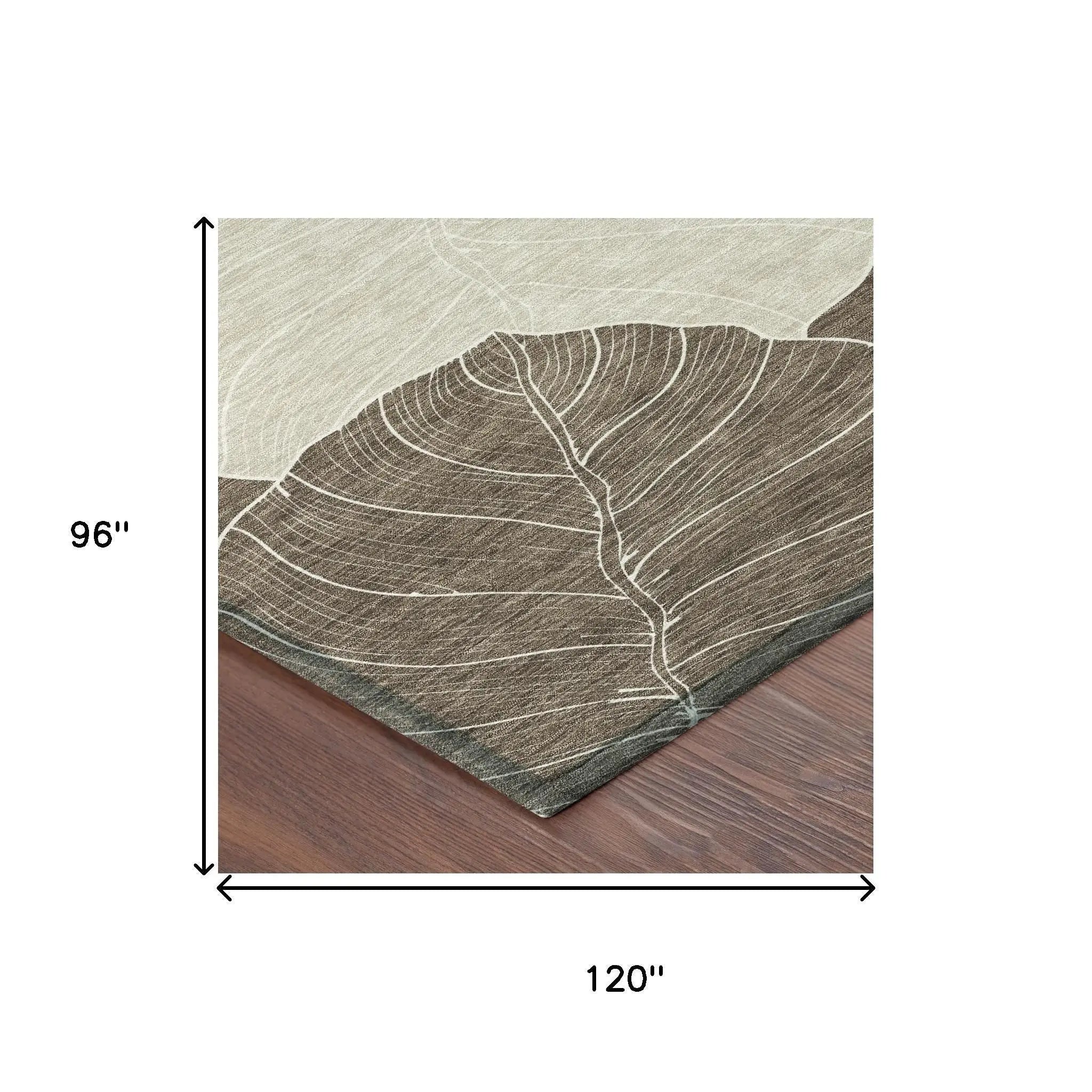 8' X 10' Chocolate And Beige Floral Washable Indoor Outdoor Area Rug Homeroots Outdoor