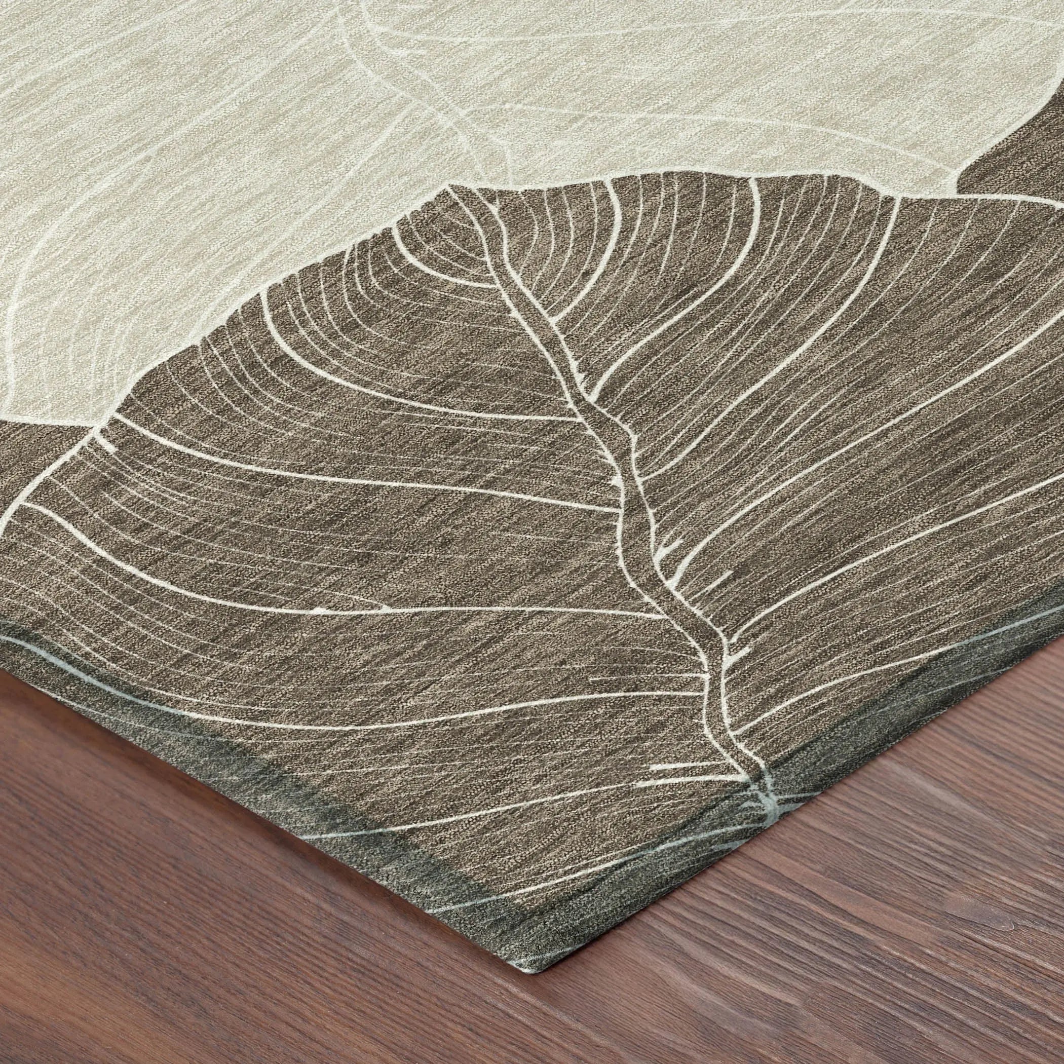 8' X 10' Chocolate And Beige Floral Washable Indoor Outdoor Area Rug Homeroots Outdoor