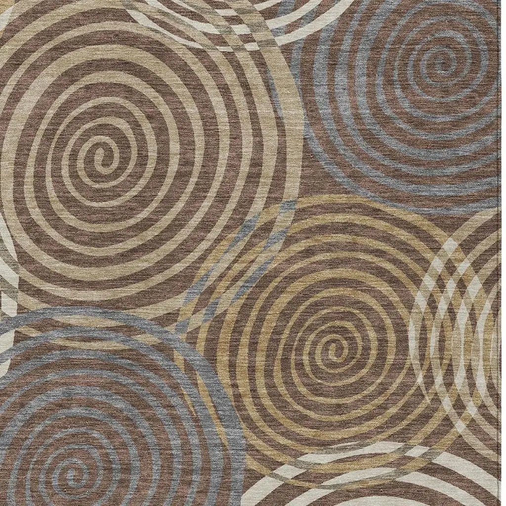 8' X 10' Chocolate And Beige Geometric Washable Indoor Outdoor Area Rug Homeroots Outdoor