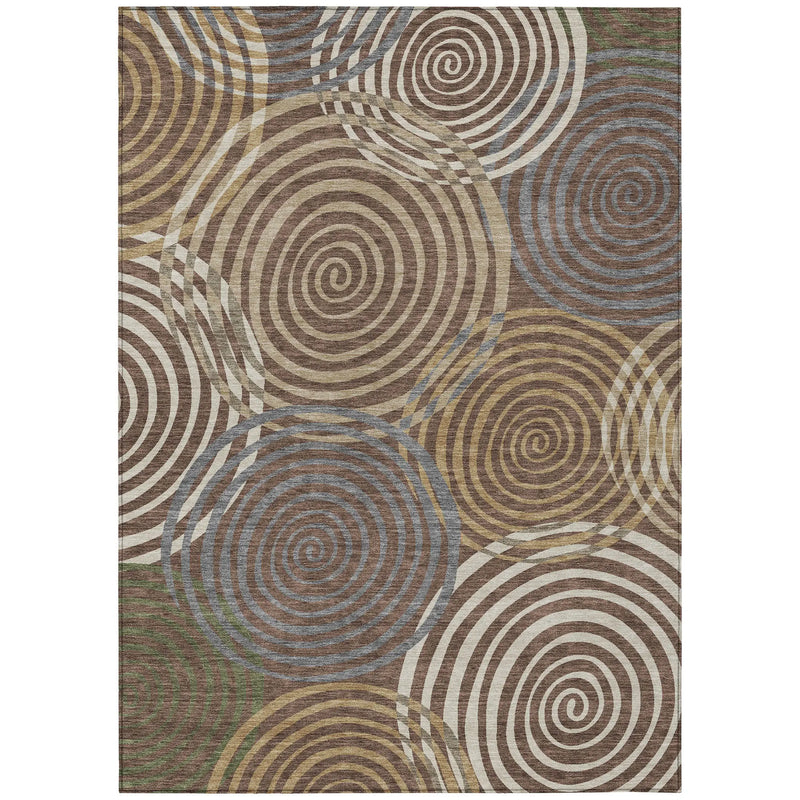 8' X 10' Chocolate And Beige Geometric Washable Indoor Outdoor Area Rug Homeroots Outdoor