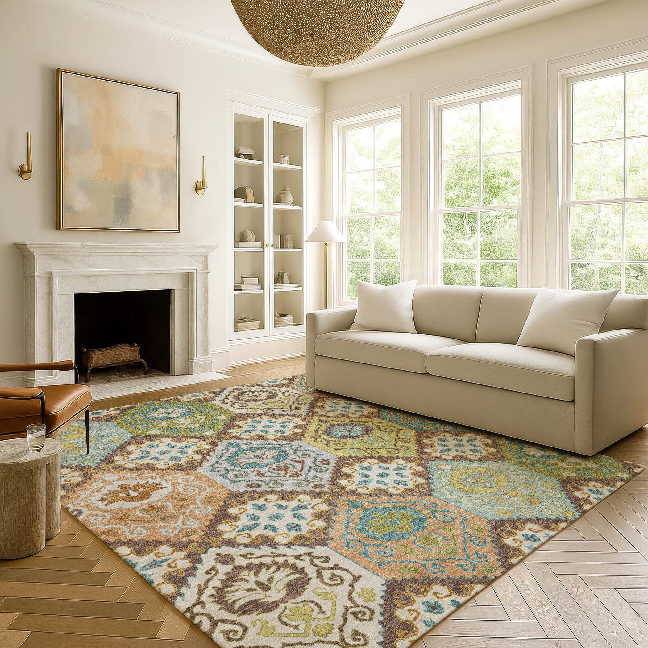 8' X 10' Chocolate And Beige Geometric Washable Indoor Outdoor Area Rug Homeroots Outdoor