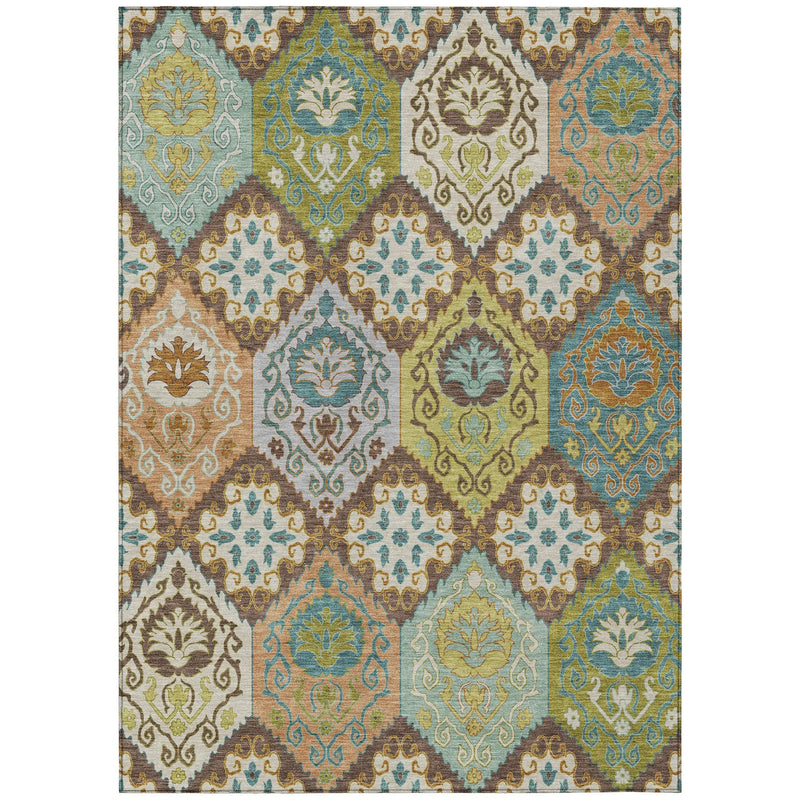 8' X 10' Chocolate And Beige Geometric Washable Indoor Outdoor Area Rug Homeroots Outdoor