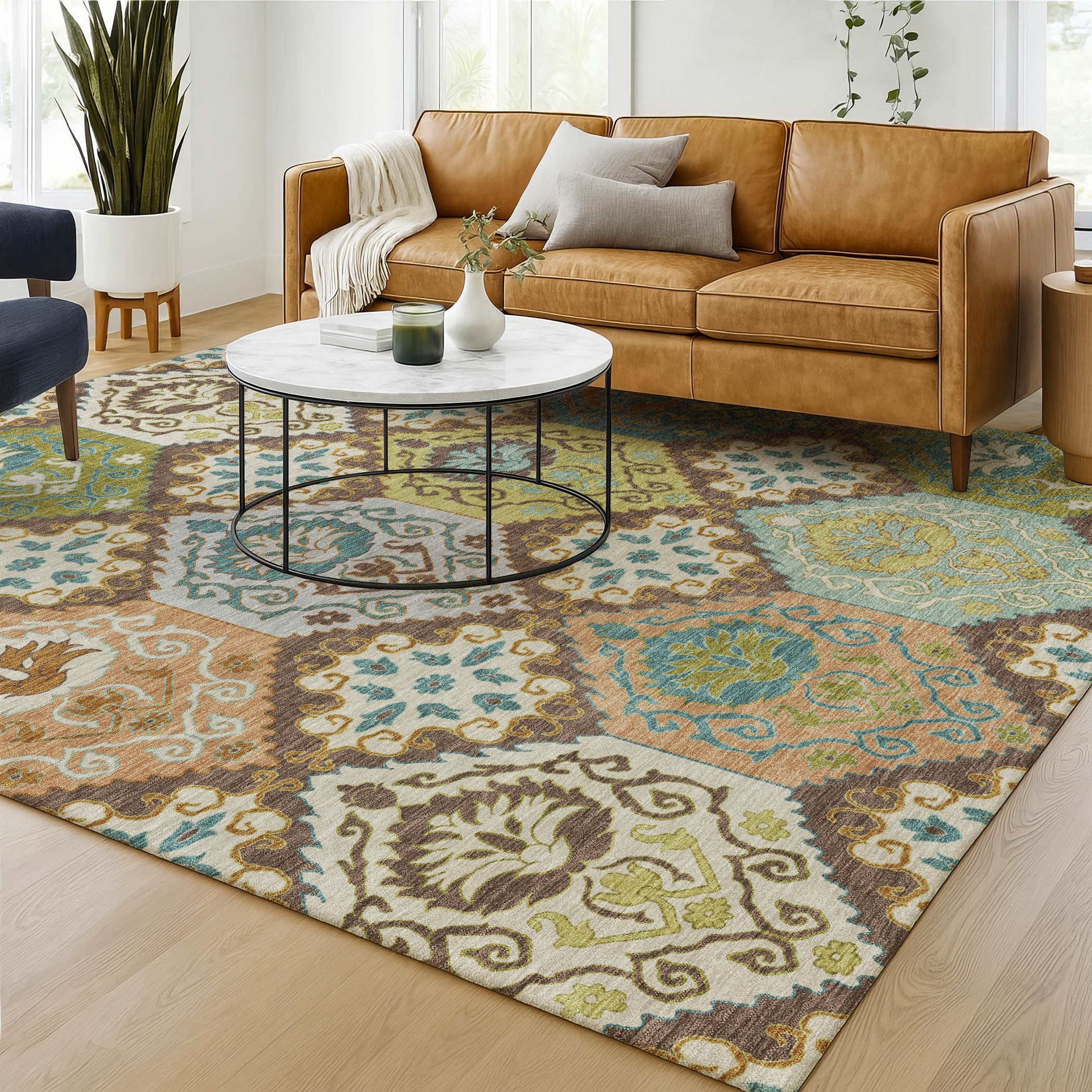 8' X 10' Chocolate And Beige Geometric Washable Indoor Outdoor Area Rug Homeroots Outdoor