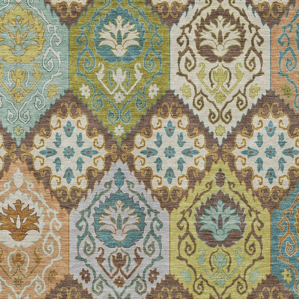 8' X 10' Chocolate And Beige Geometric Washable Indoor Outdoor Area Rug Homeroots Outdoor
