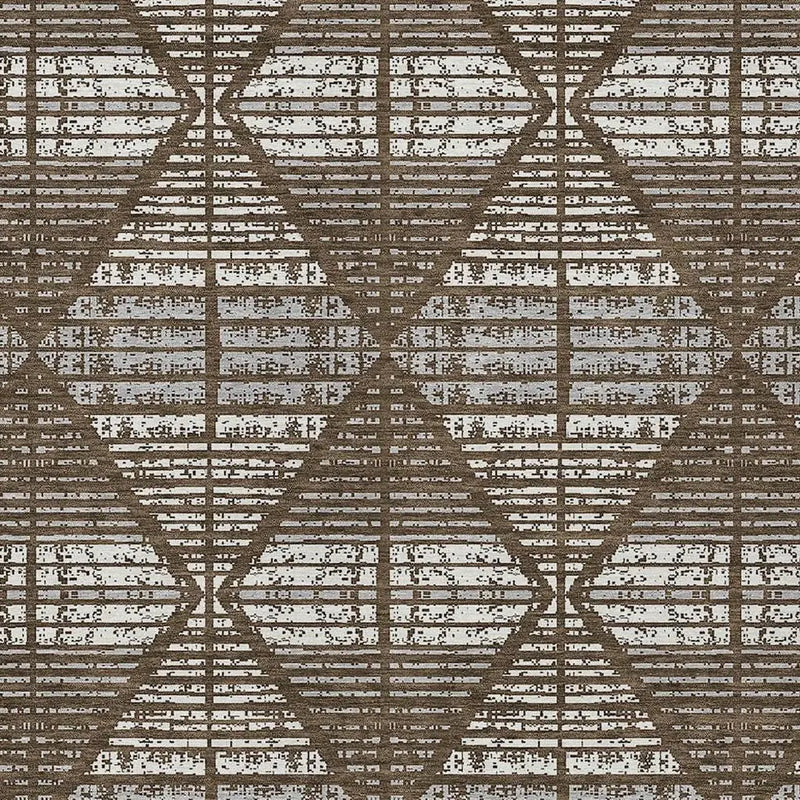 8' X 10' Chocolate And Beige Geometric Washable Indoor Outdoor Area Rug Homeroots Outdoor