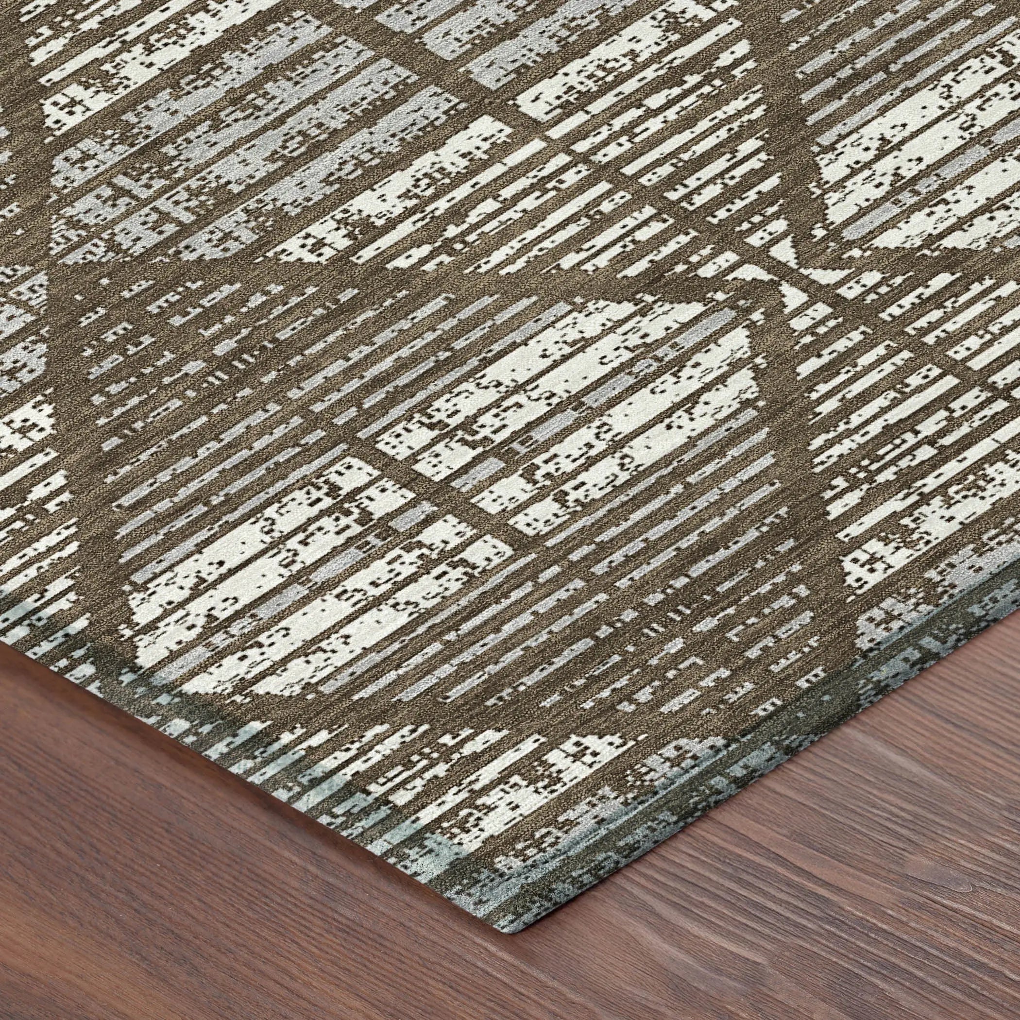 8' X 10' Chocolate And Beige Geometric Washable Indoor Outdoor Area Rug Homeroots Outdoor