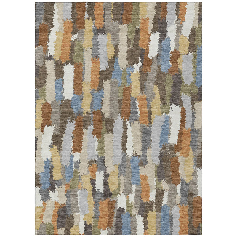 8' X 10' Chocolate And Beige Striped Washable Indoor Outdoor Area Rug Homeroots Outdoor