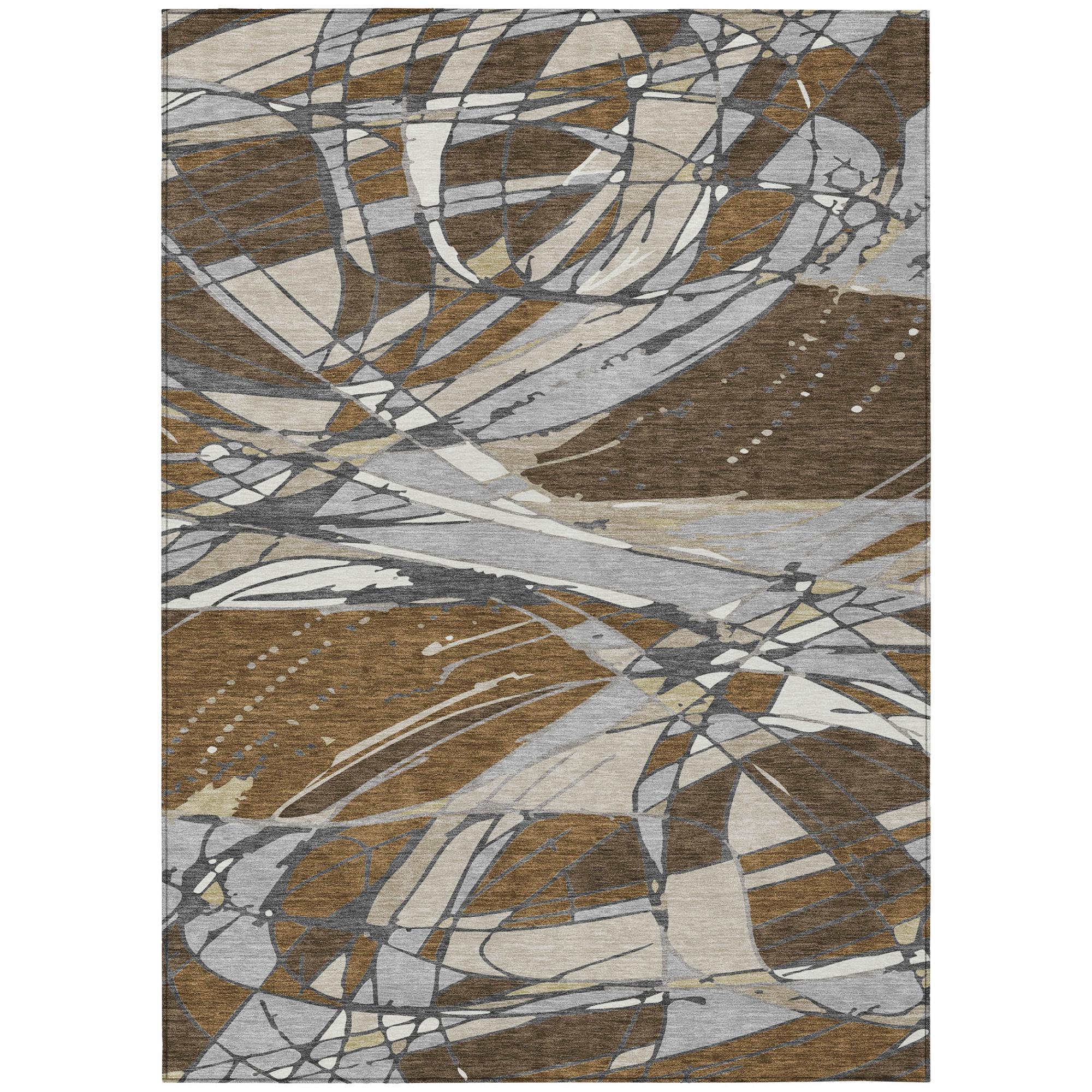 8' X 10' Chocolate And Brown Abstract Washable Indoor Outdoor Area Rug Homeroots Outdoor