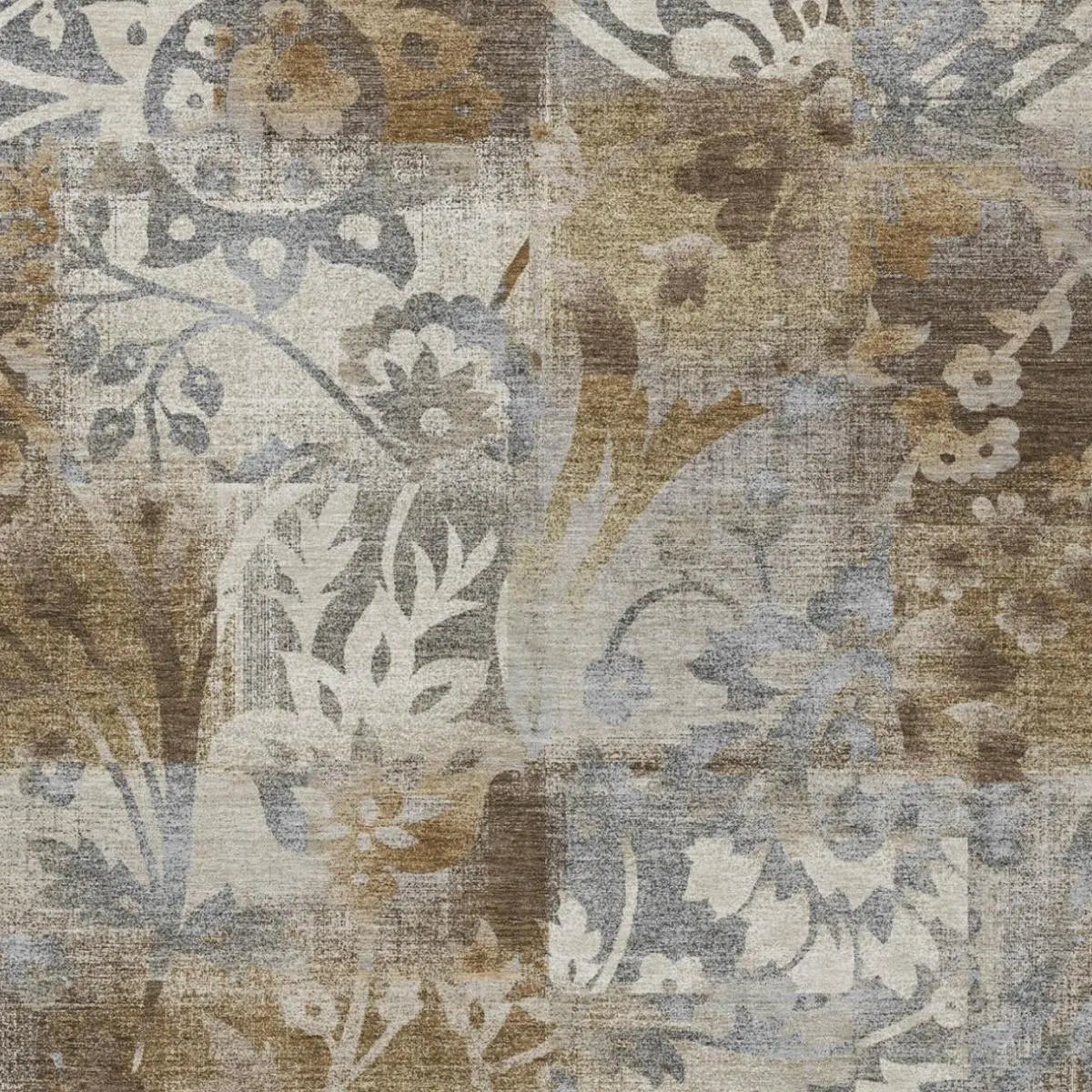 8' X 10' Chocolate And Brown Botanical Leaves Washable Indoor Outdoor Area Rug Homeroots Outdoor