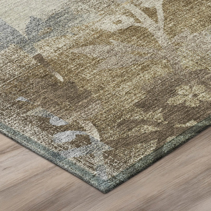 8' X 10' Chocolate And Brown Botanical Leaves Washable Indoor Outdoor Area Rug Homeroots Outdoor