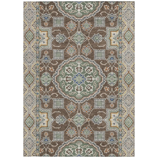 8' X 10' Chocolate And Brown Floral Medallion Washable Indoor Outdoor Area Rug Homeroots Outdoor