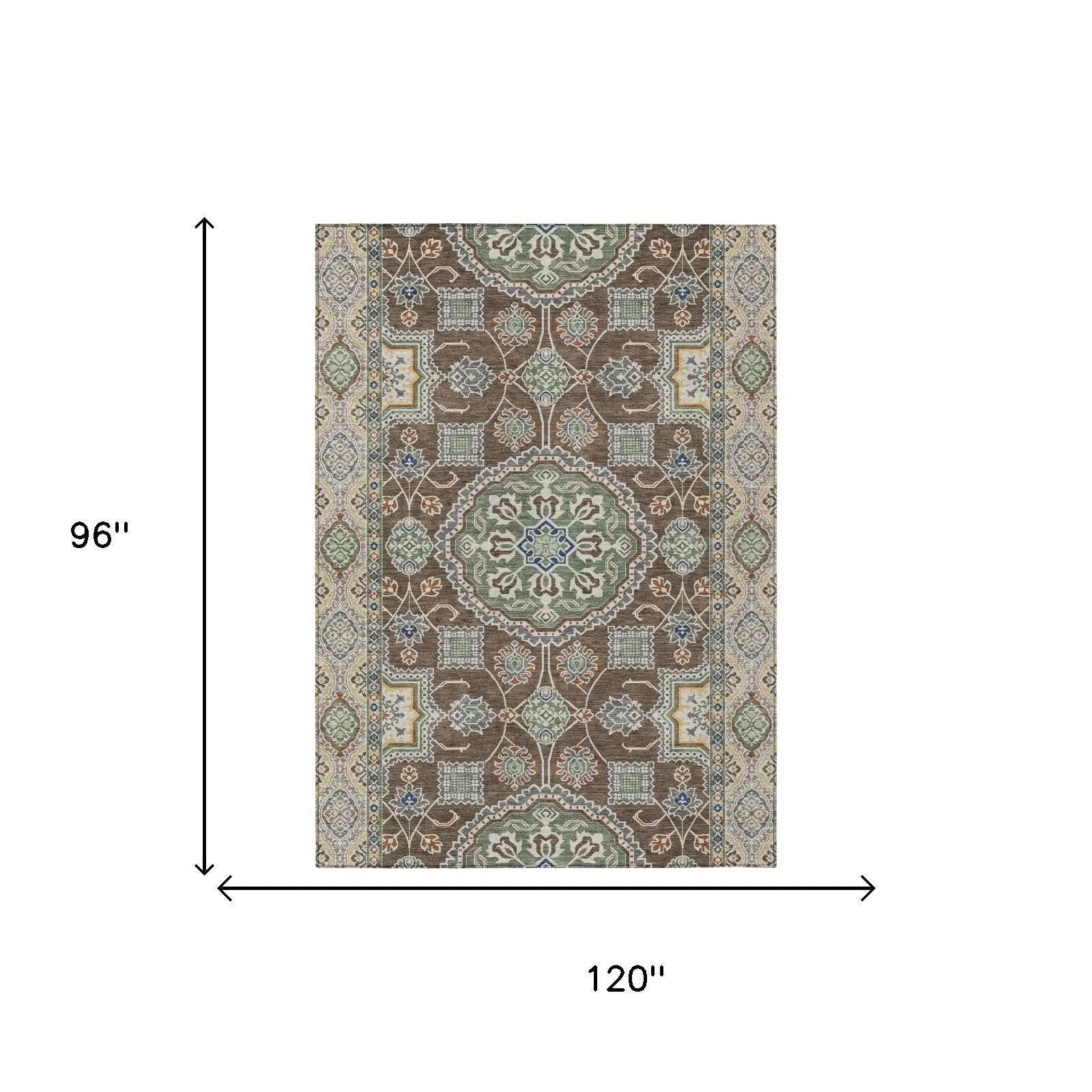 8' X 10' Chocolate And Brown Floral Medallion Washable Indoor Outdoor Area Rug Homeroots Outdoor