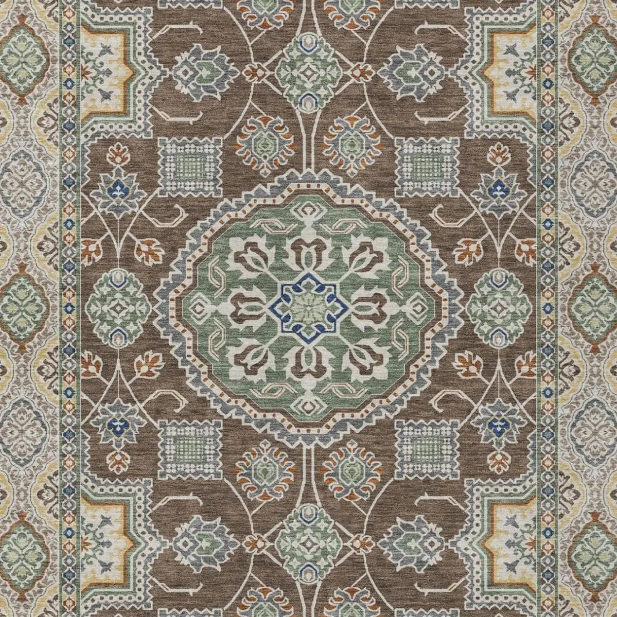8' X 10' Chocolate And Brown Floral Medallion Washable Indoor Outdoor Area Rug Homeroots Outdoor