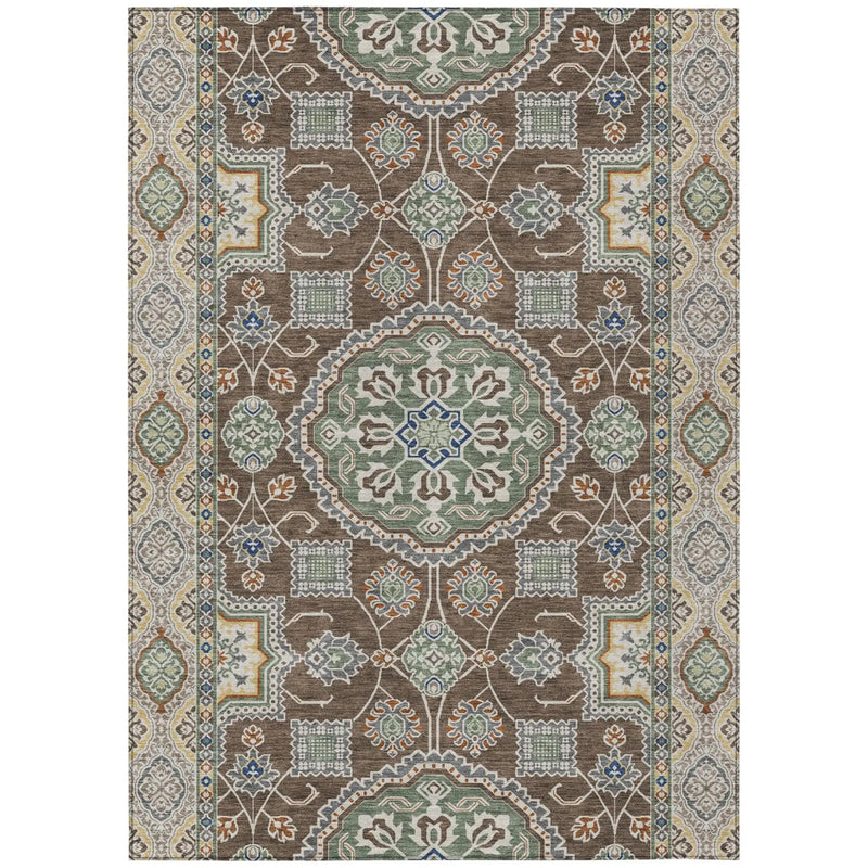 8' X 10' Chocolate And Brown Floral Medallion Washable Indoor Outdoor Area Rug Homeroots Outdoor