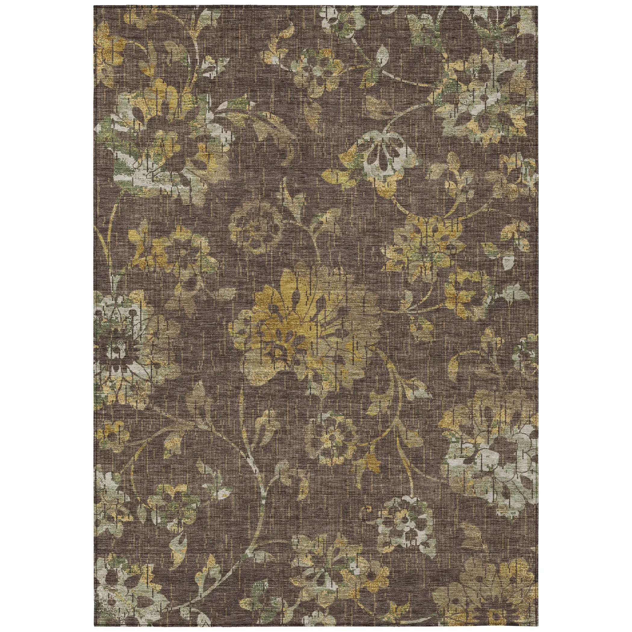 8' X 10' Chocolate And Brown Floral Washable Indoor Outdoor Area Rug Homeroots Outdoor