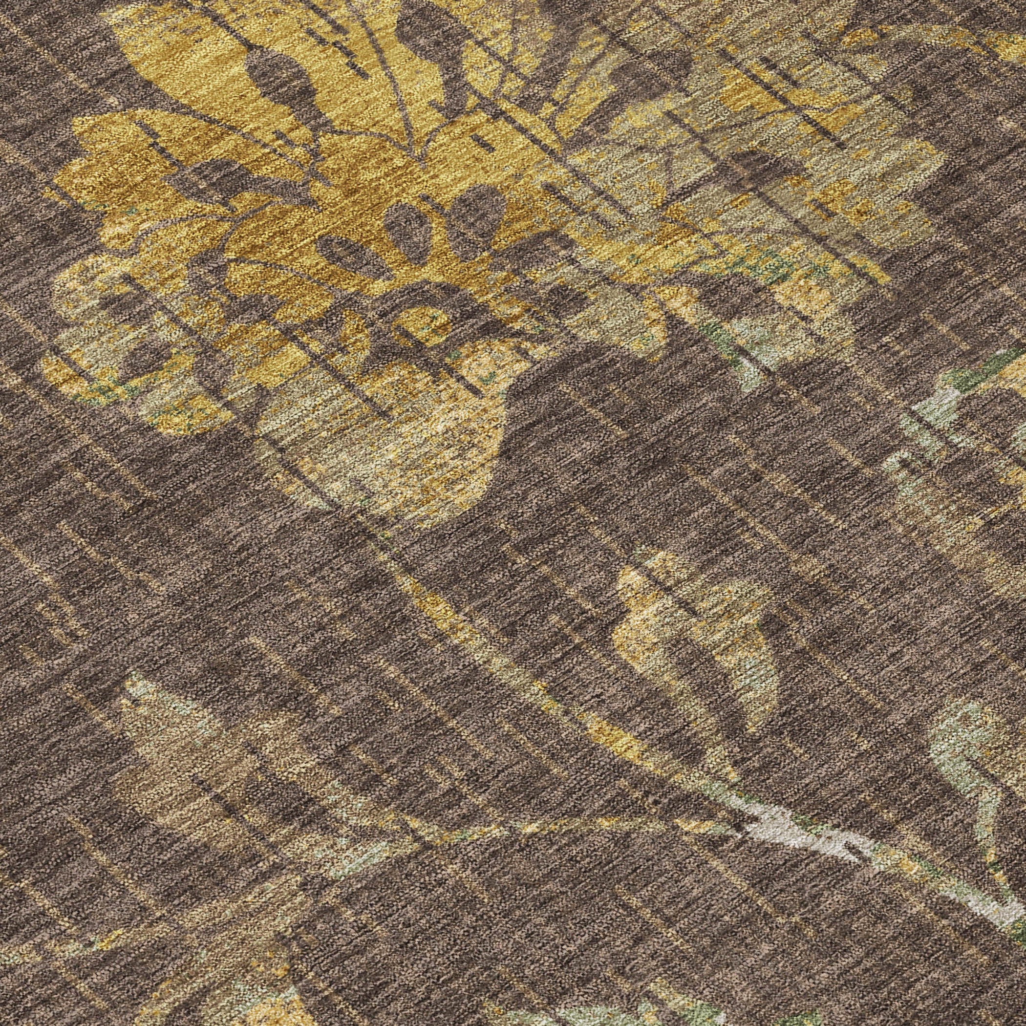 8' X 10' Chocolate And Brown Floral Washable Indoor Outdoor Area Rug Homeroots Outdoor