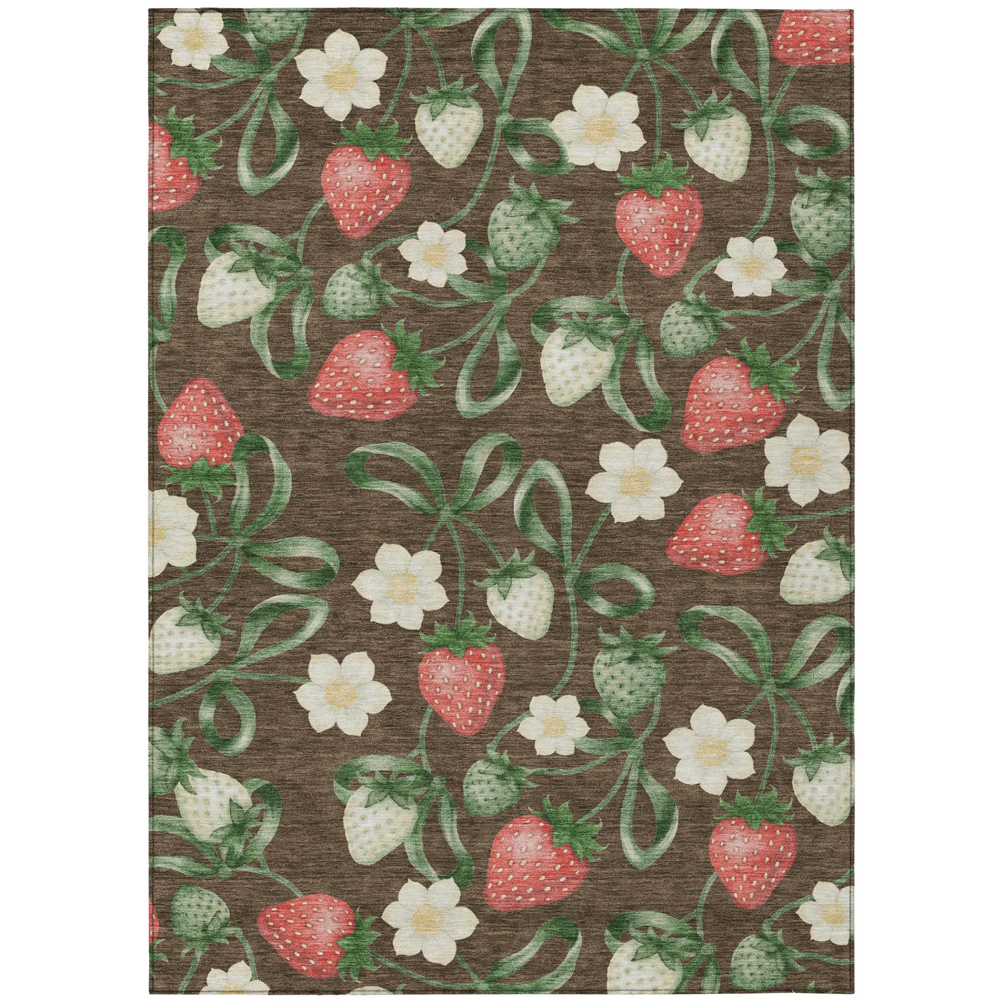 8' X 10' Chocolate And Brown Floral Washable Indoor Outdoor Area Rug Homeroots Outdoor
