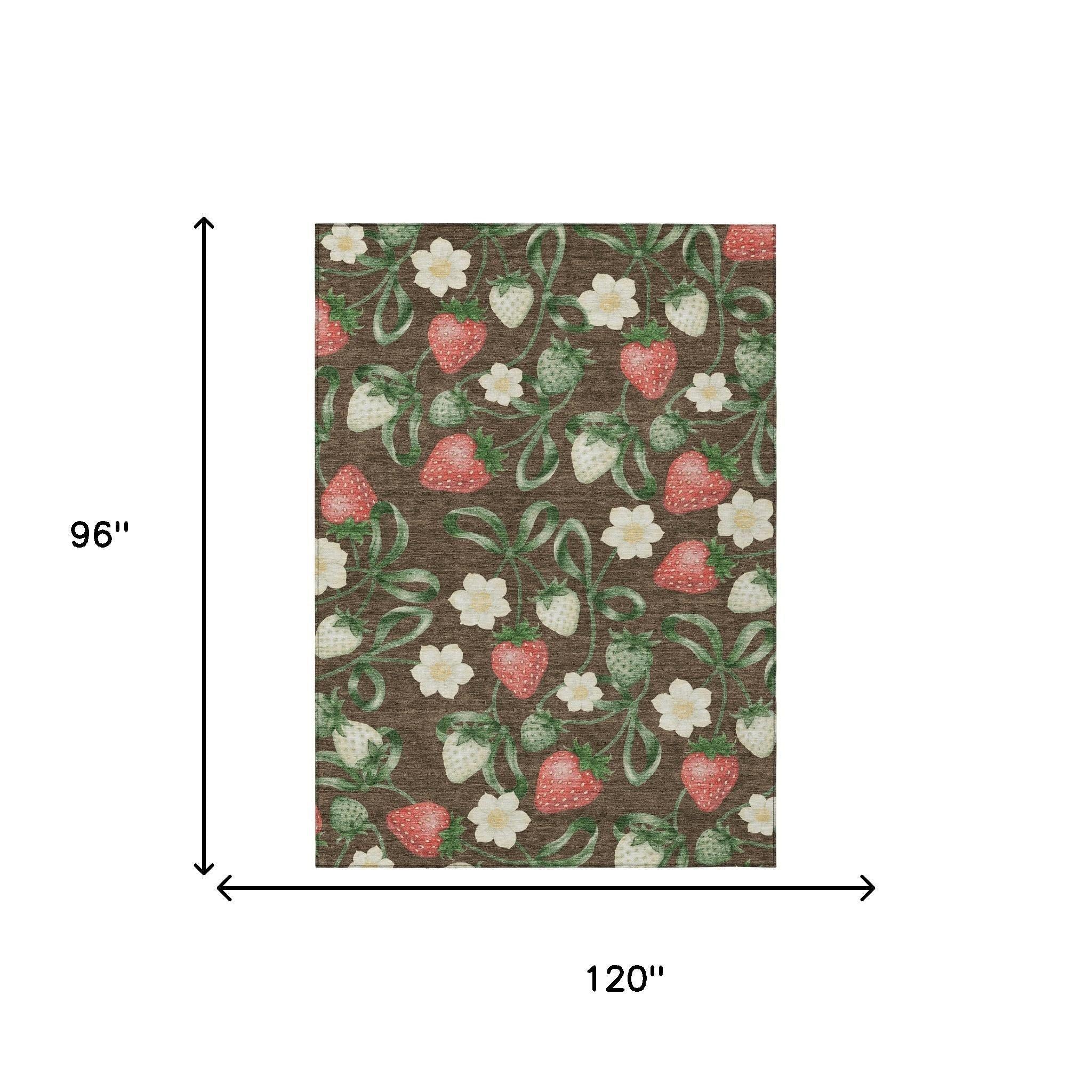 8' X 10' Chocolate And Brown Floral Washable Indoor Outdoor Area Rug Homeroots Outdoor