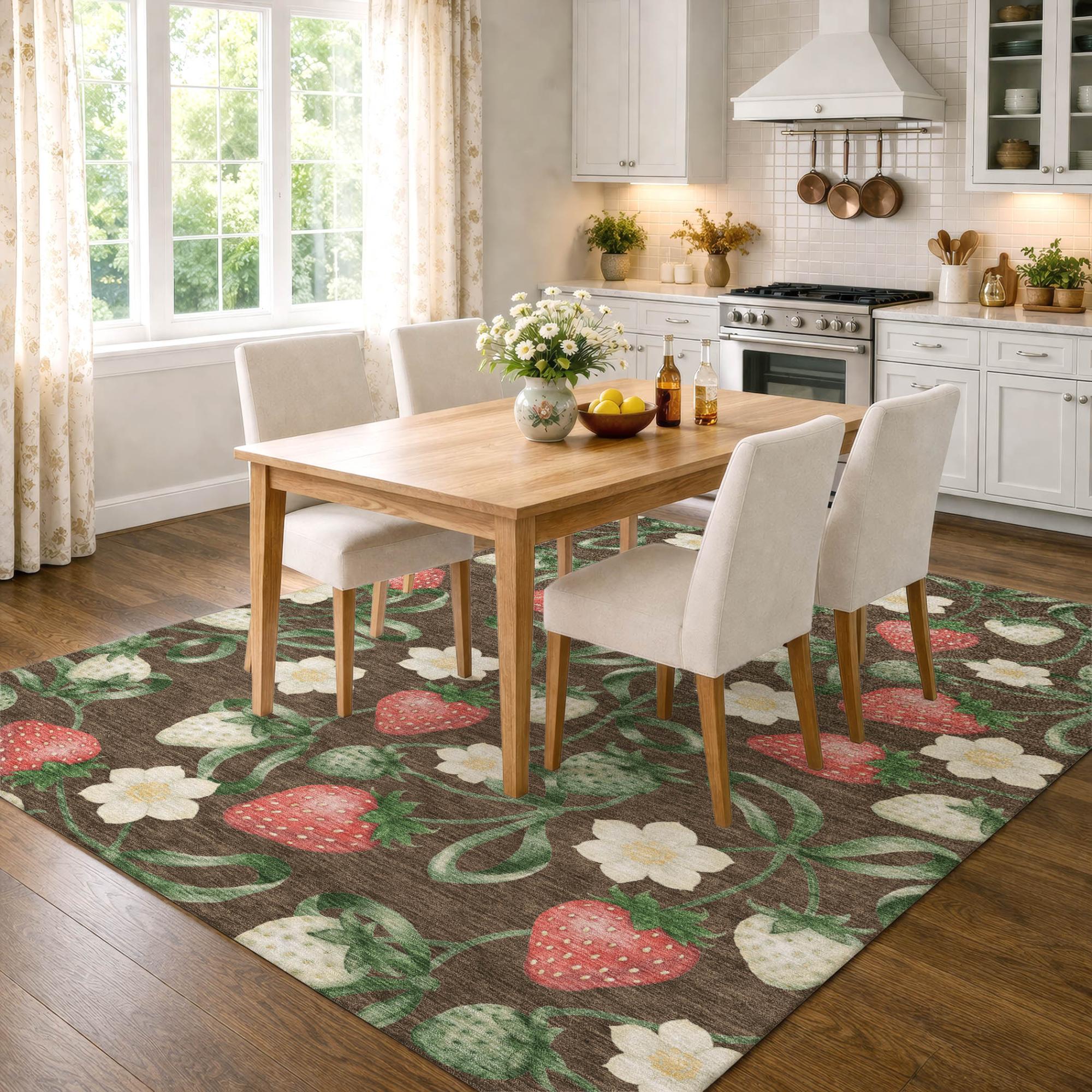 8' X 10' Chocolate And Brown Floral Washable Indoor Outdoor Area Rug Homeroots Outdoor
