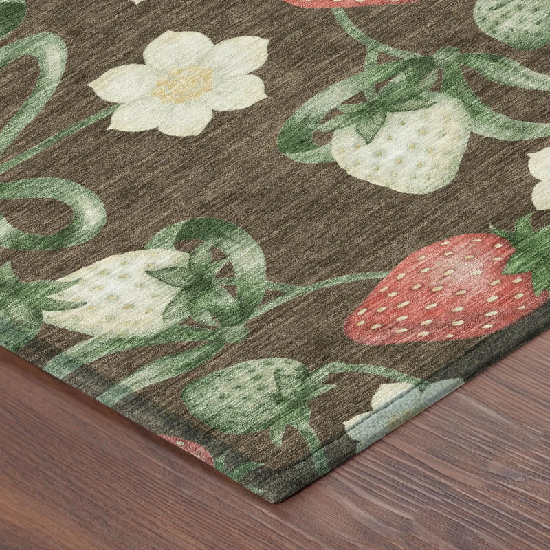 8' X 10' Chocolate And Brown Floral Washable Indoor Outdoor Area Rug Homeroots Outdoor