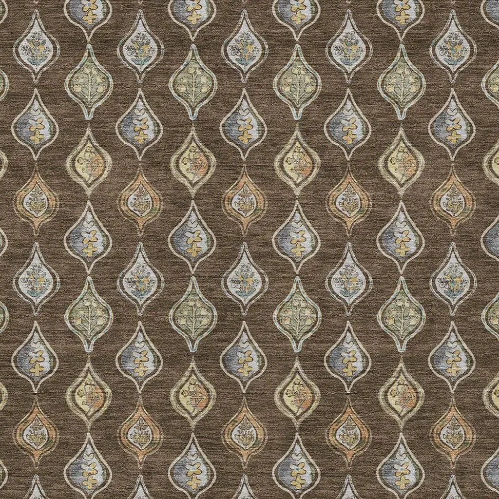 8' X 10' Chocolate And Brown Floral Washable Indoor Outdoor Area Rug Homeroots Outdoor