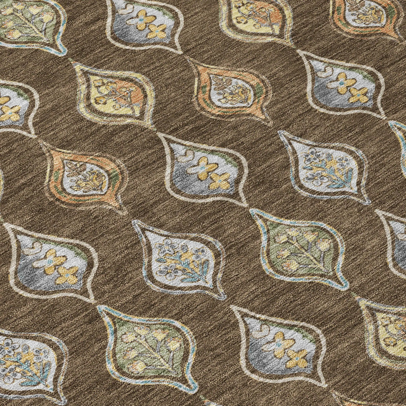 8' X 10' Chocolate And Brown Floral Washable Indoor Outdoor Area Rug Homeroots Outdoor