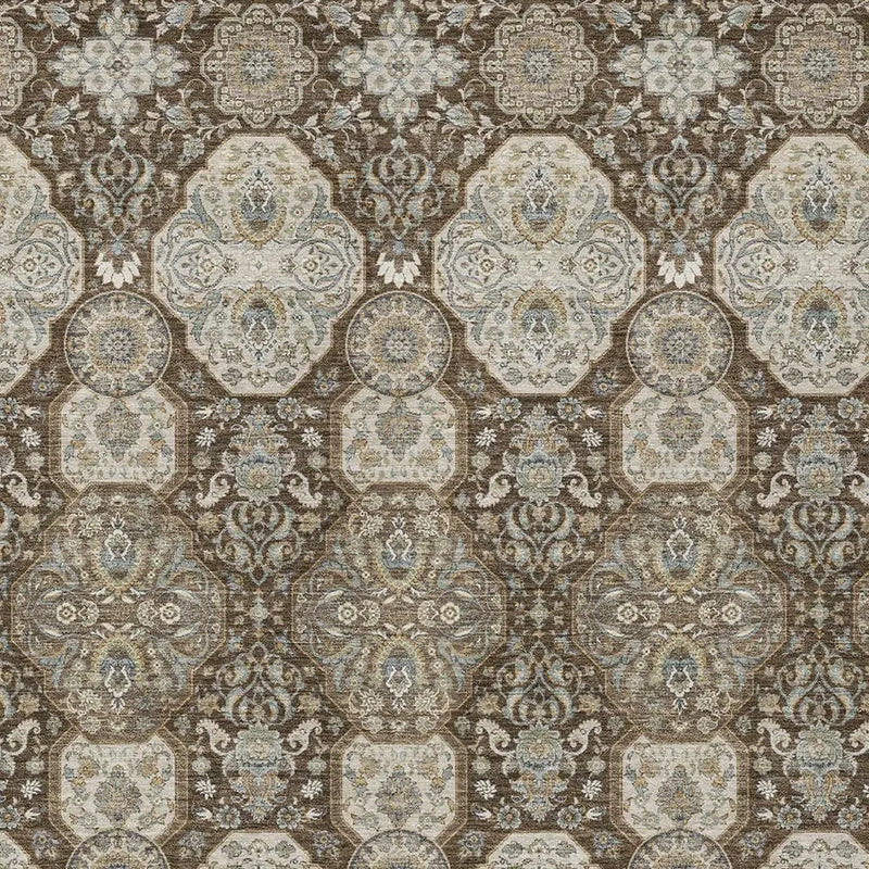 8' X 10' Chocolate And Brown Floral Washable Indoor Outdoor Area Rug Homeroots Outdoor