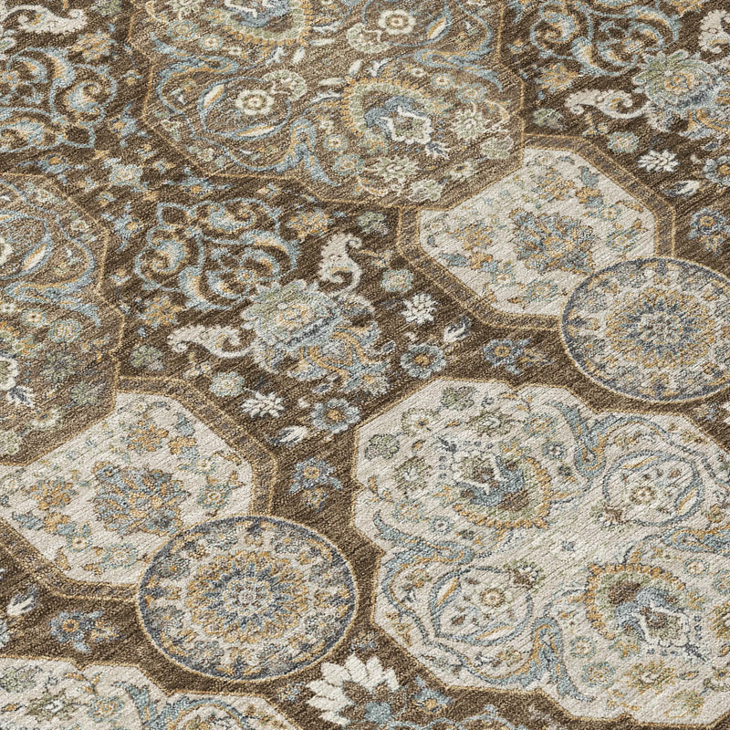8' X 10' Chocolate And Brown Floral Washable Indoor Outdoor Area Rug Homeroots Outdoor