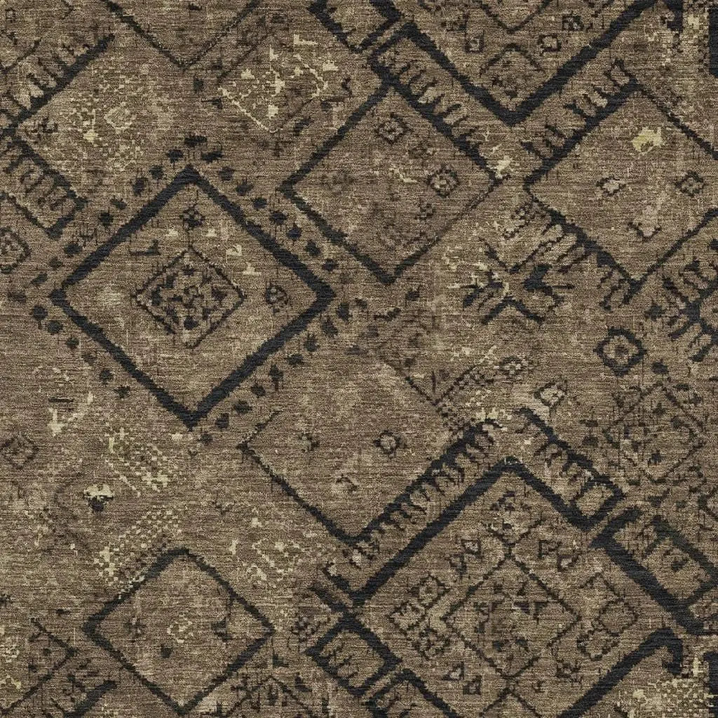 8' X 10' Chocolate And Brown Geometric Washable Indoor Outdoor Area Rug Homeroots Outdoor