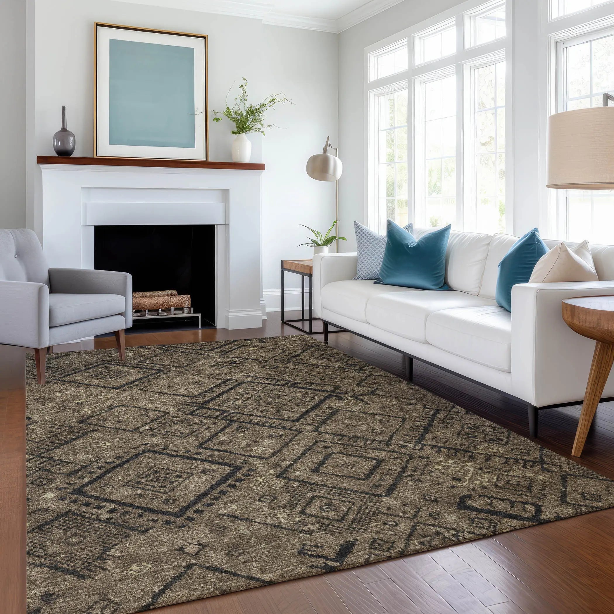 8' X 10' Chocolate And Brown Geometric Washable Indoor Outdoor Area Rug Homeroots Outdoor