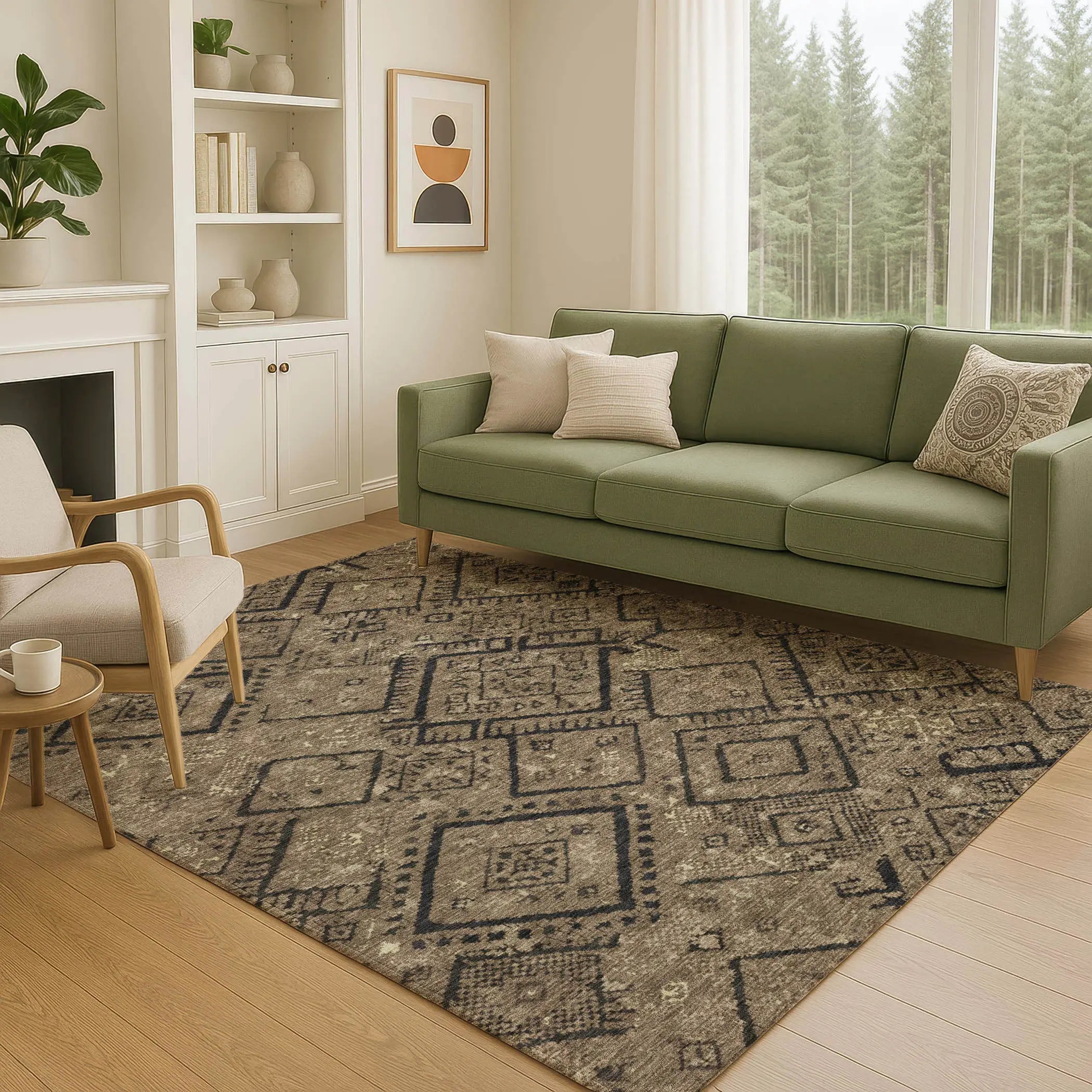 8' X 10' Chocolate And Brown Geometric Washable Indoor Outdoor Area Rug Homeroots Outdoor