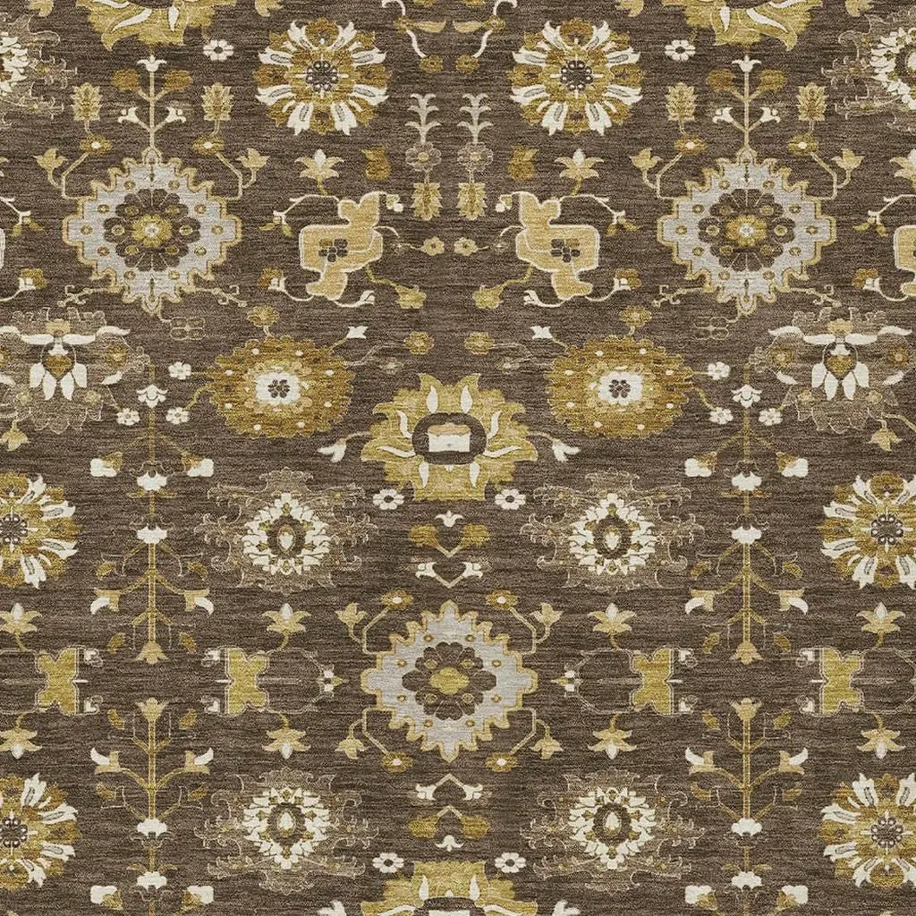 8' X 10' Chocolate And Brown Geometric Washable Indoor Outdoor Area Rug Homeroots Outdoor