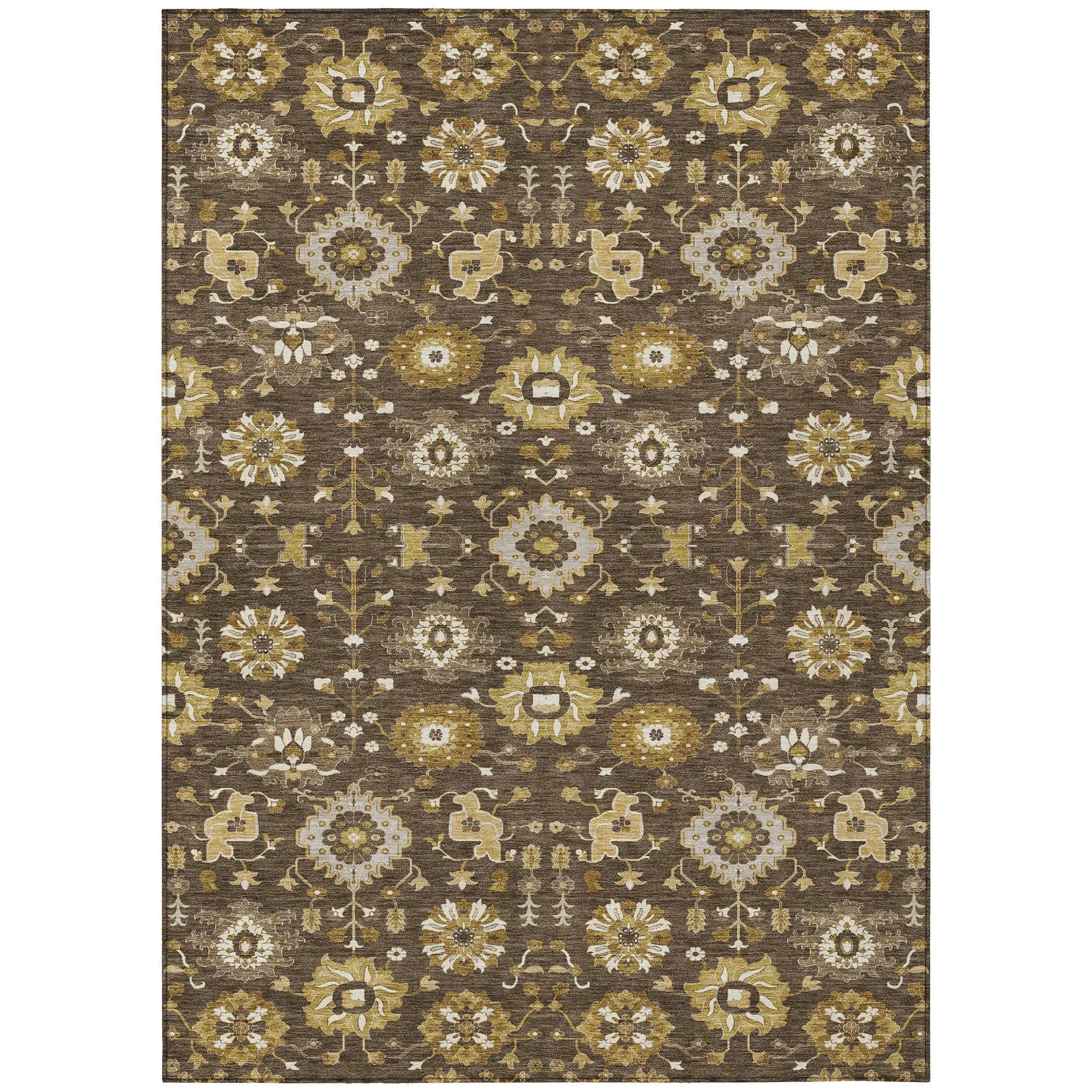 8' X 10' Chocolate And Brown Geometric Washable Indoor Outdoor Area Rug Homeroots Outdoor