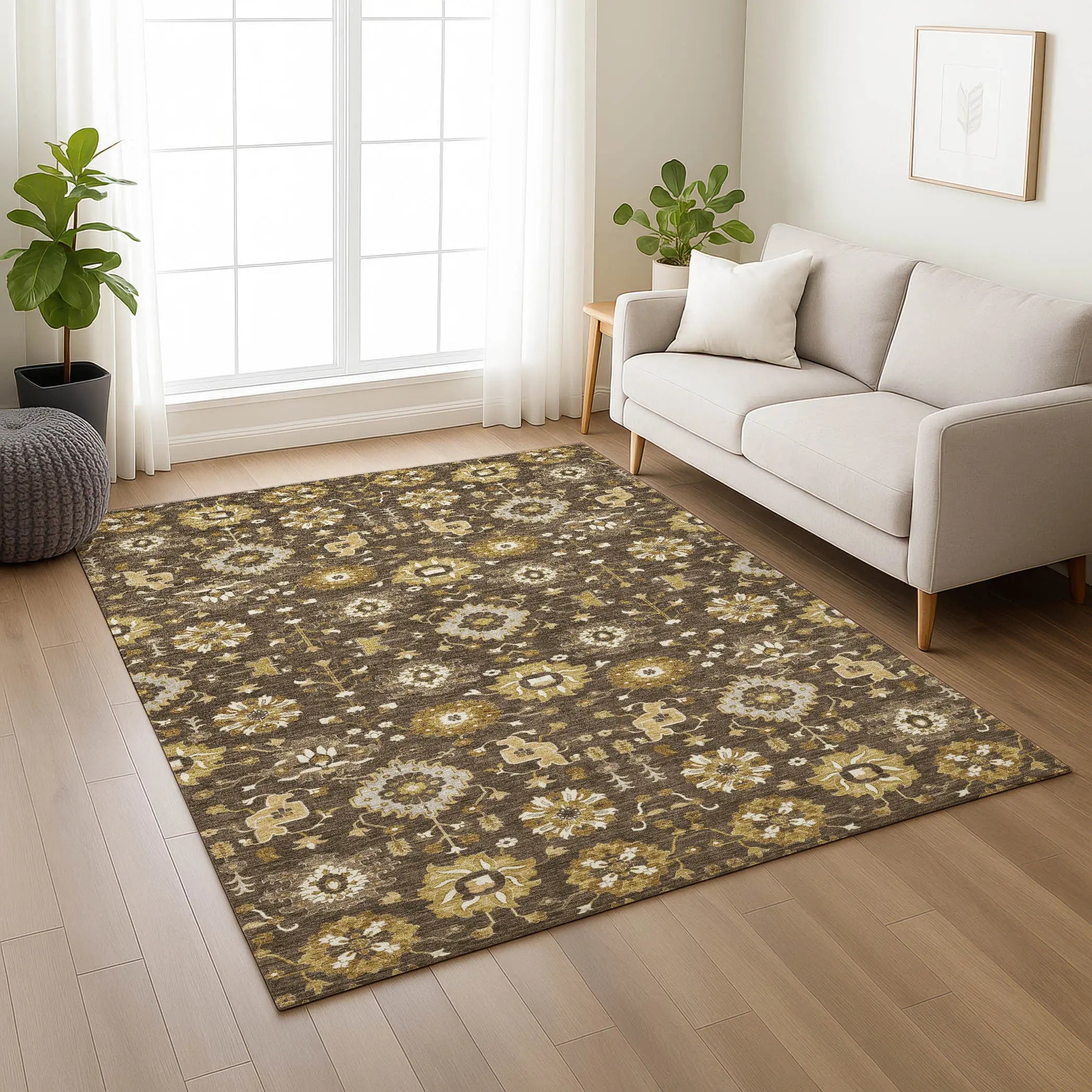8' X 10' Chocolate And Brown Geometric Washable Indoor Outdoor Area Rug Homeroots Outdoor