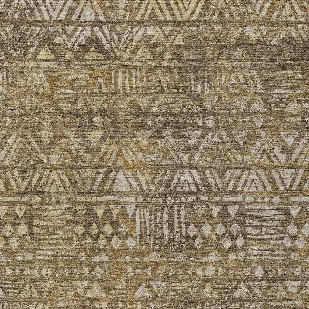 8' X 10' Chocolate And Brown Geometric Washable Indoor Outdoor Area Rug Homeroots Outdoor