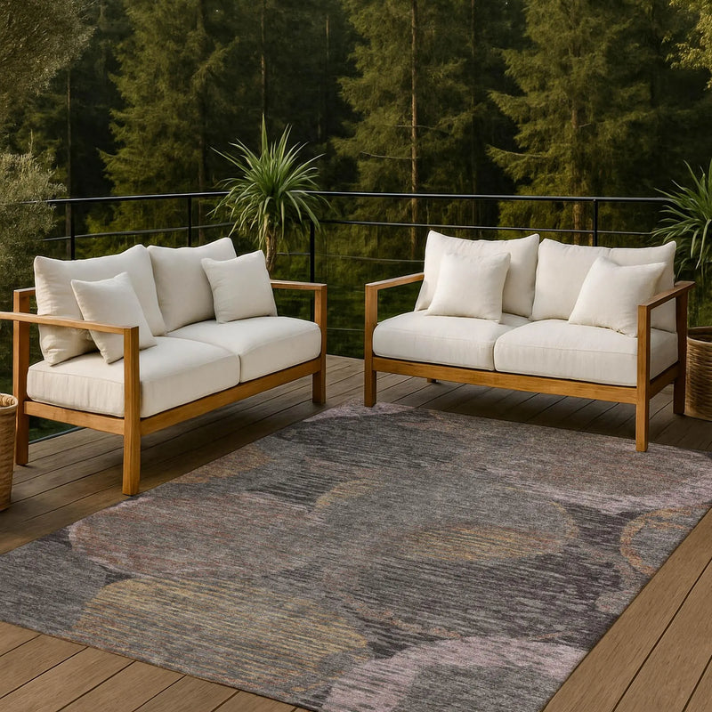 8' X 10' Chocolate And Brown Geometric Washable Indoor Outdoor Area Rug Homeroots Outdoor
