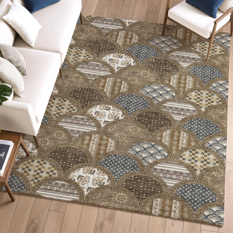 8' X 10' Chocolate And Brown Geometric Washable Indoor Outdoor Area Rug Homeroots Outdoor