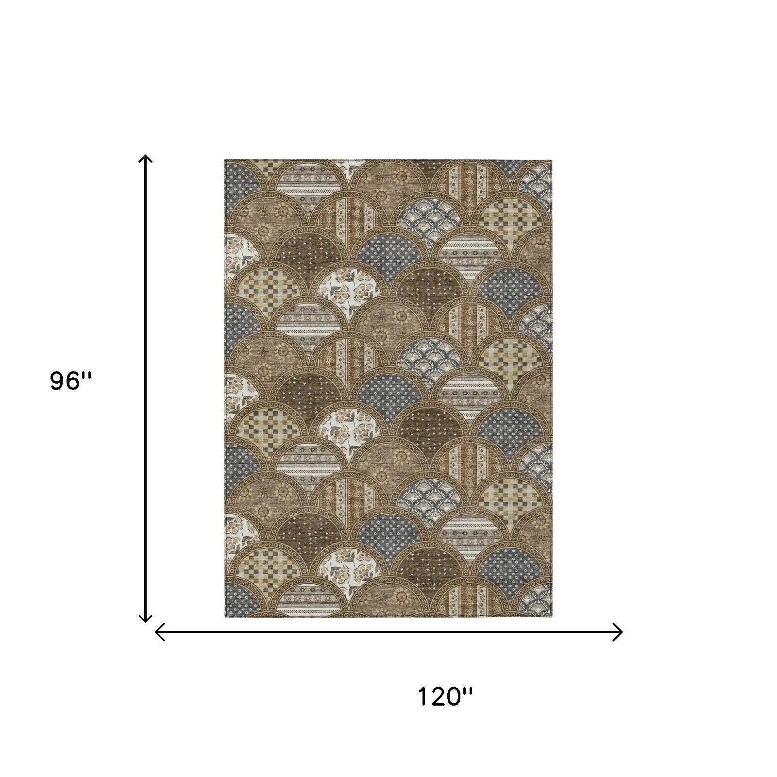 8' X 10' Chocolate And Brown Geometric Washable Indoor Outdoor Area Rug Homeroots Outdoor