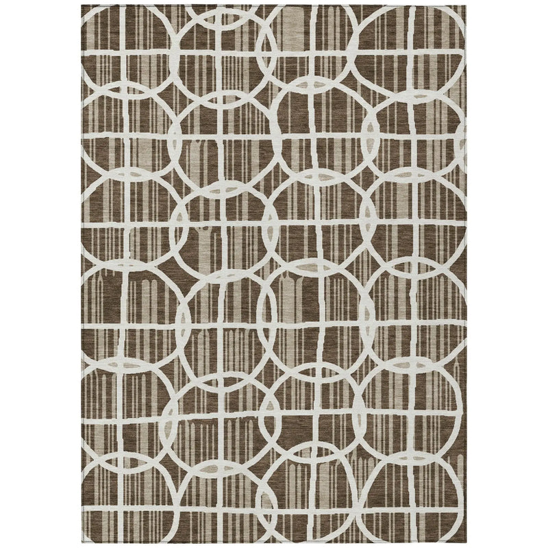 8' X 10' Chocolate And Brown Geometric Washable Indoor Outdoor Area Rug Homeroots Outdoor
