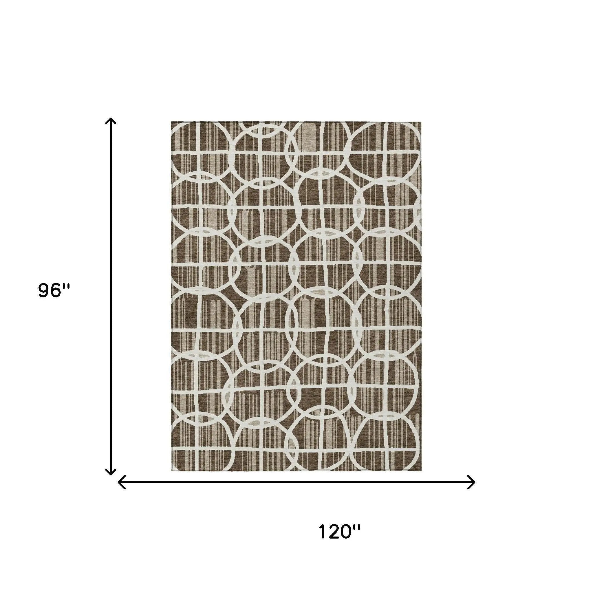 8' X 10' Chocolate And Brown Geometric Washable Indoor Outdoor Area Rug Homeroots Outdoor