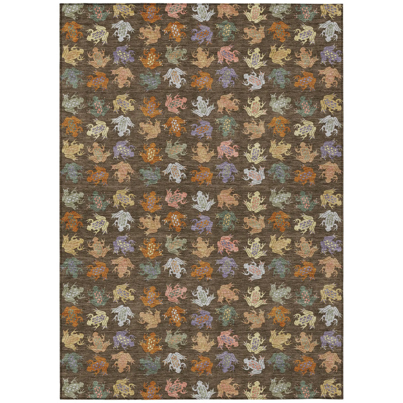 8' X 10' Chocolate And Brown Geometric Washable Indoor Outdoor Area Rug Homeroots Outdoor