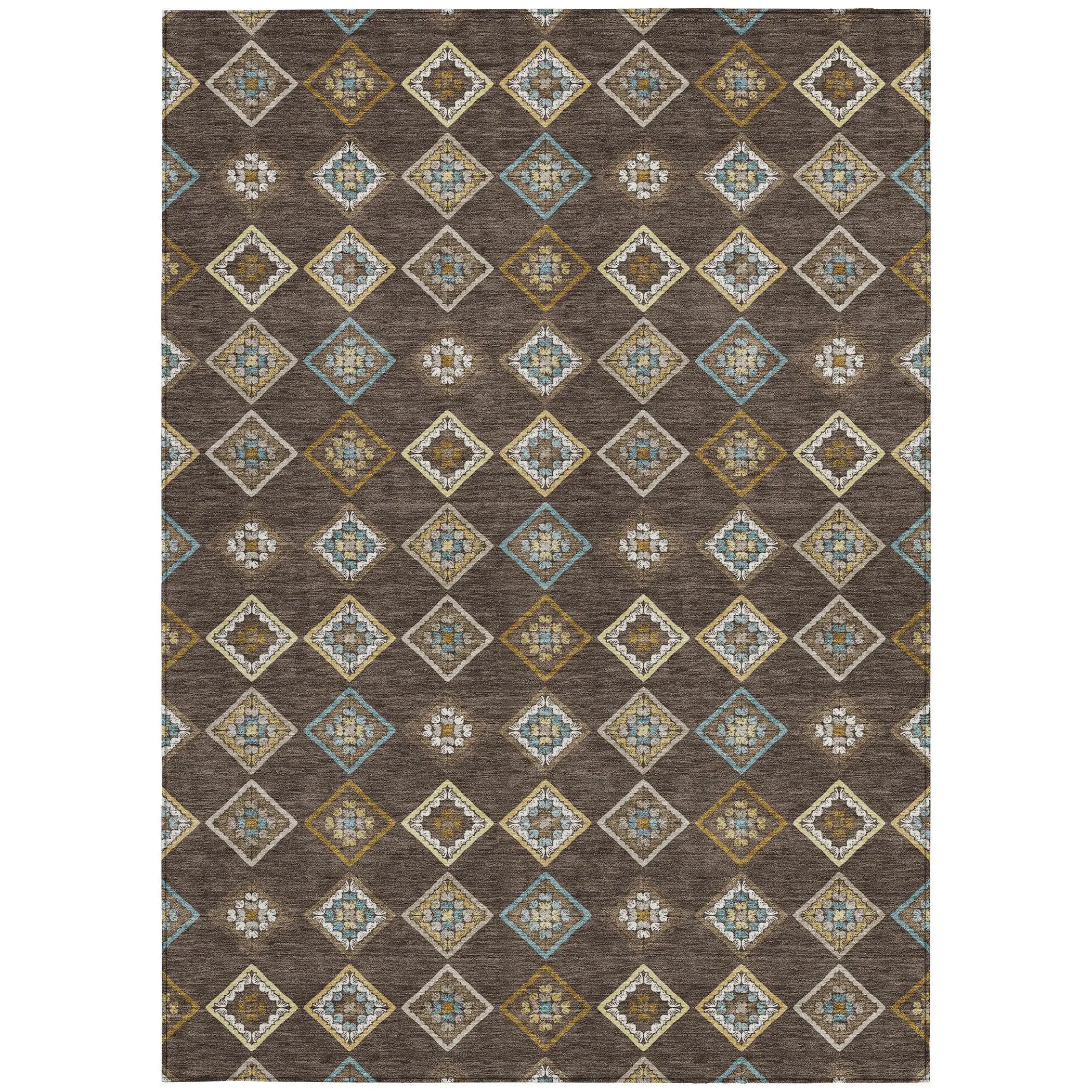 8' X 10' Chocolate And Brown Geometric Washable Indoor Outdoor Area Rug Homeroots Outdoor