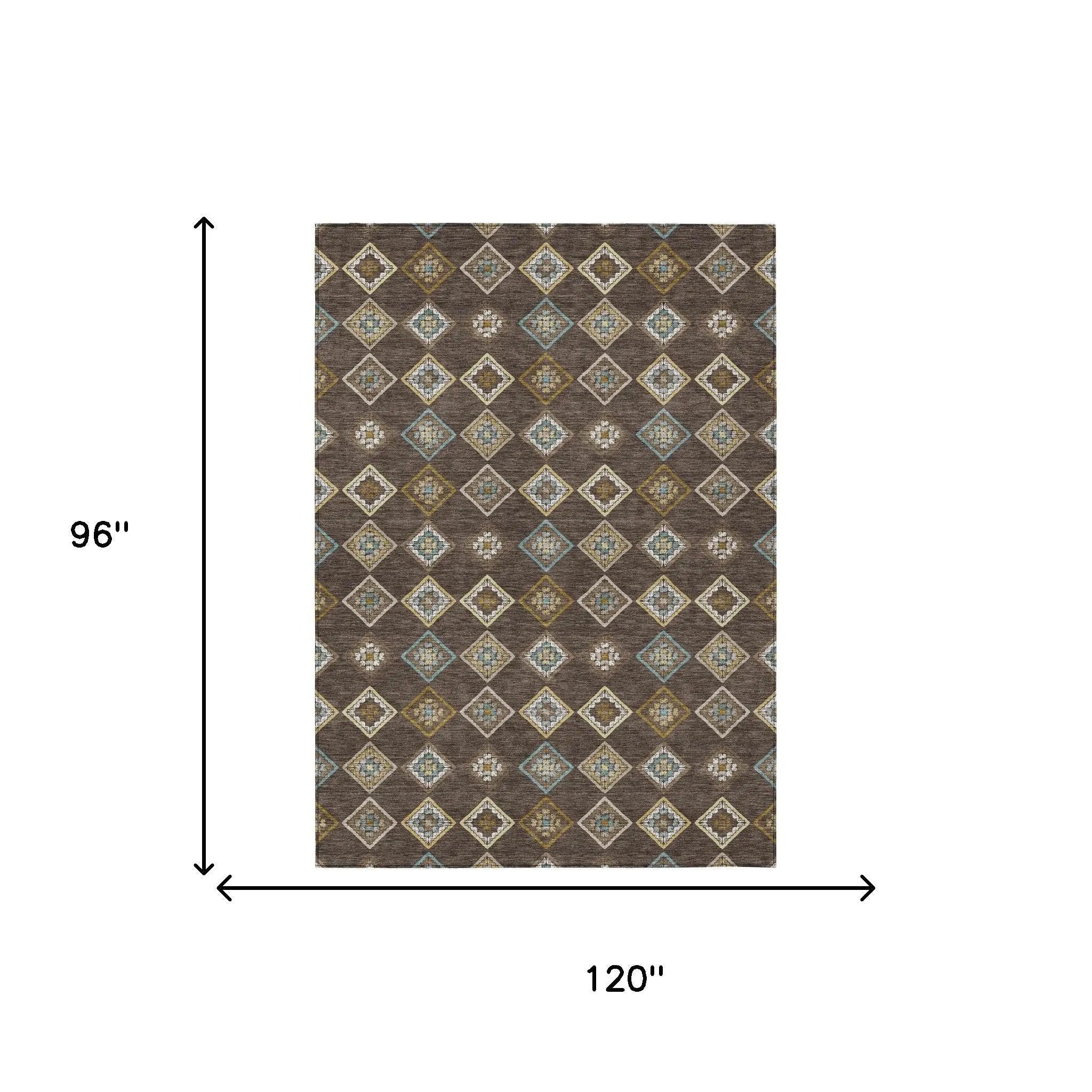 8' X 10' Chocolate And Brown Geometric Washable Indoor Outdoor Area Rug Homeroots Outdoor