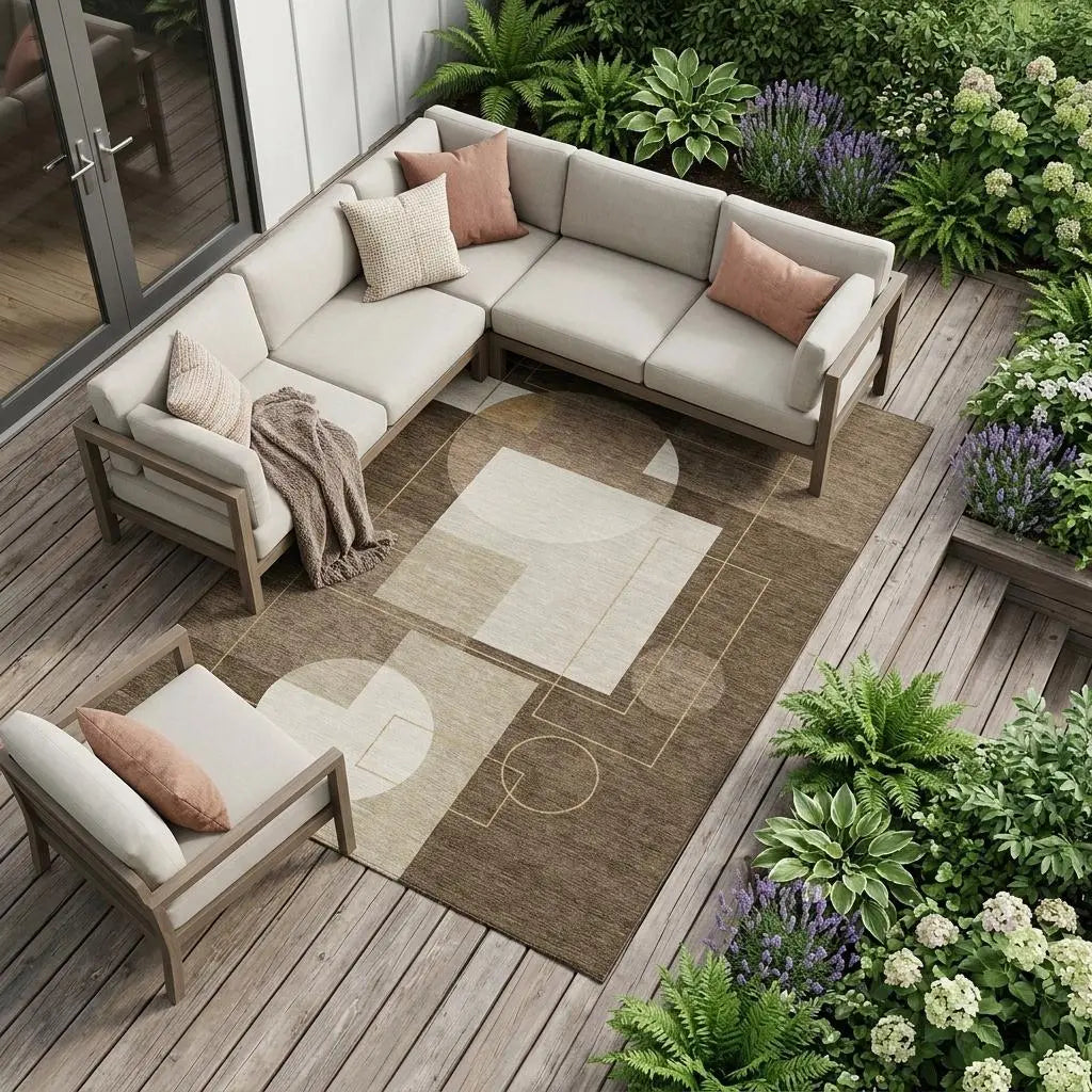 8' X 10' Chocolate And Brown Geometric Washable Indoor Outdoor Area Rug Homeroots Outdoor