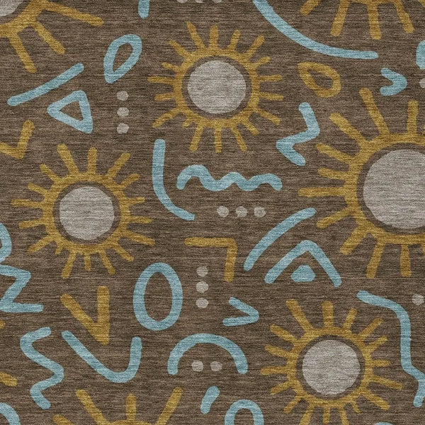 8' X 10' Chocolate And Brown Geometric Washable Indoor Outdoor Area Rug Homeroots Outdoor