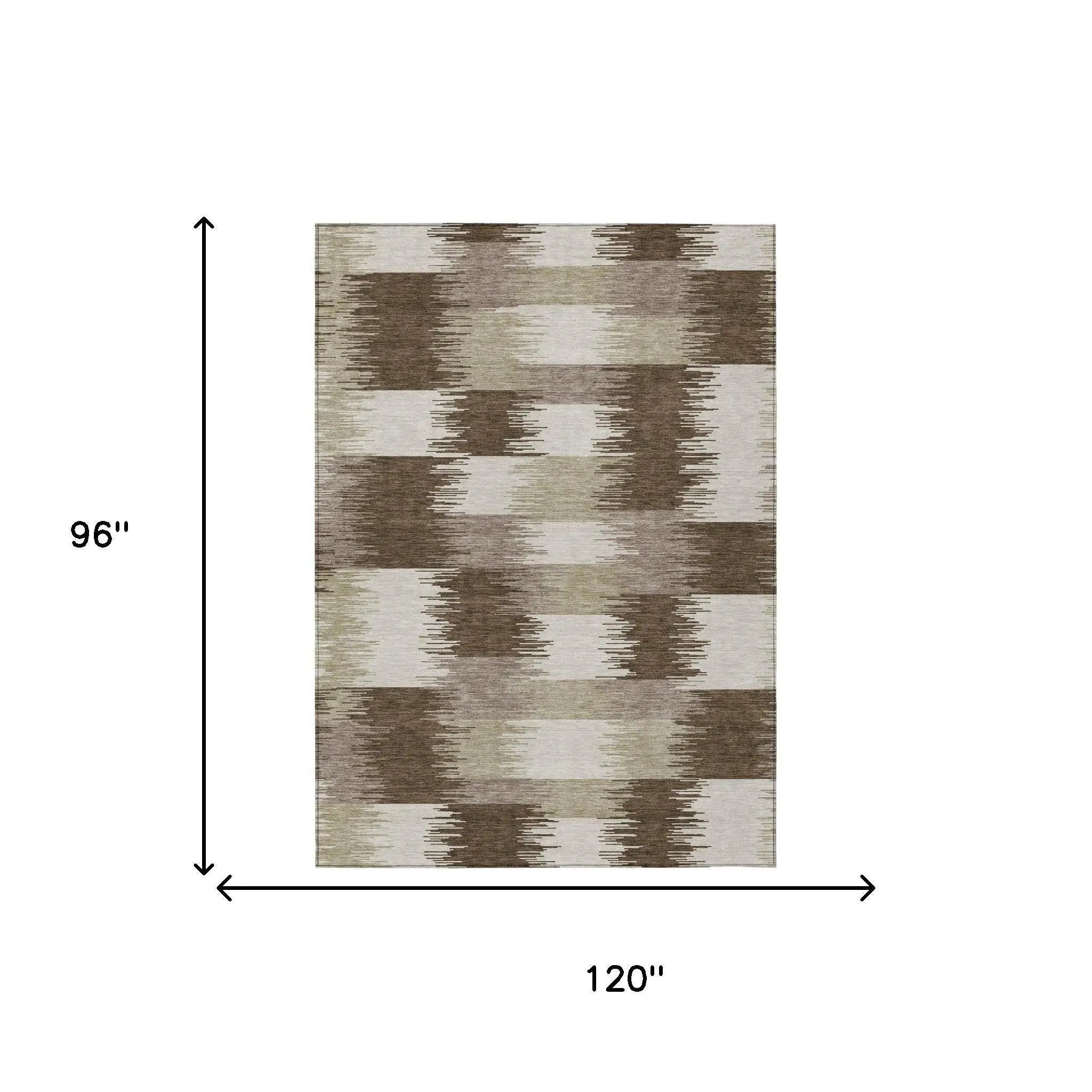 8' X 10' Chocolate And Brown Geometric Washable Indoor Outdoor Area Rug Homeroots Outdoor