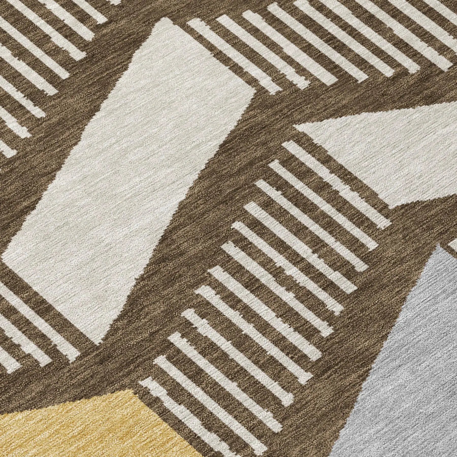 8' X 10' Chocolate And Brown Geometric Washable Indoor Outdoor Area Rug Homeroots Outdoor