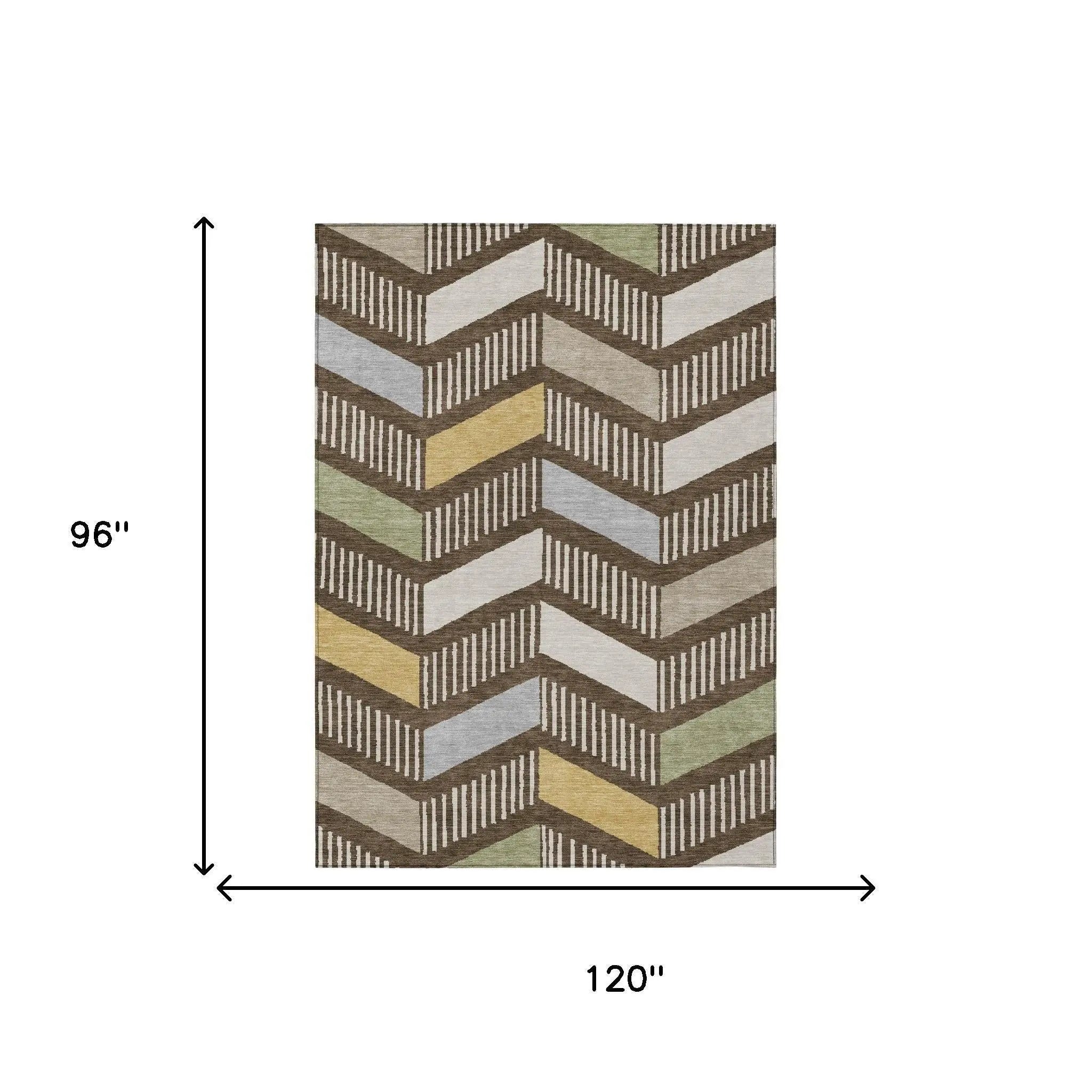 8' X 10' Chocolate And Brown Geometric Washable Indoor Outdoor Area Rug Homeroots Outdoor